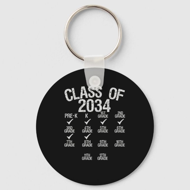 Class Of 2034 Grow With Me Graduation 4th Grade Keychain (Front)