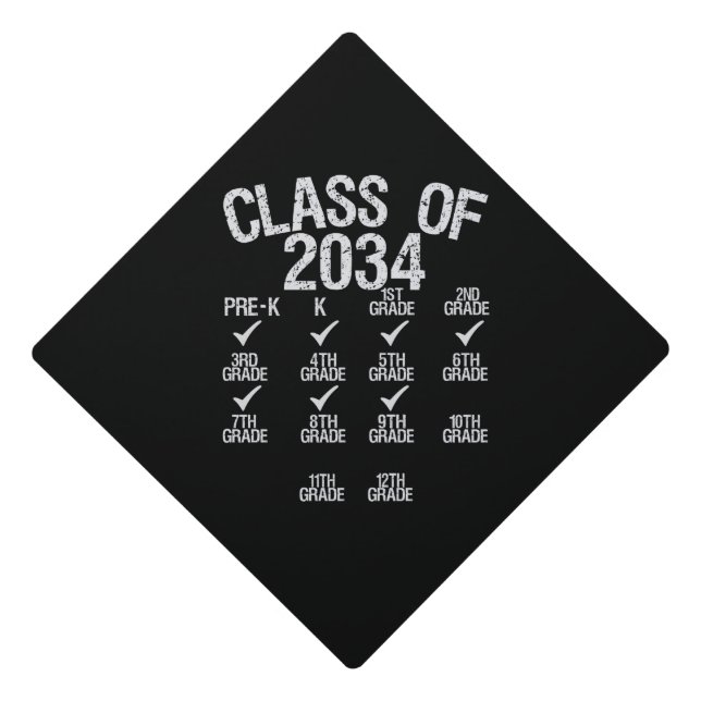 Class Of 2034 Grow With Me Graduation 5th Grade Cap Topper (Front)
