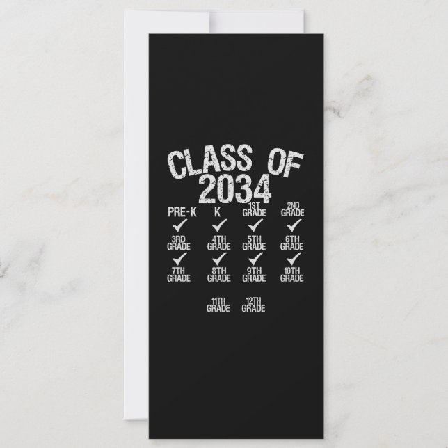 Class Of 2034 Grow With Me Graduation 6th Grade Holiday Card (Front)