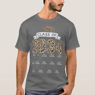 Class of 2034 Grow with me Handprint Leopard Pre-K T-Shirt