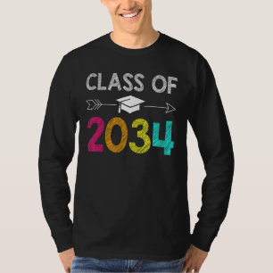 Class Of 2034 Grow With Me Kindergarten Graduation T-Shirt