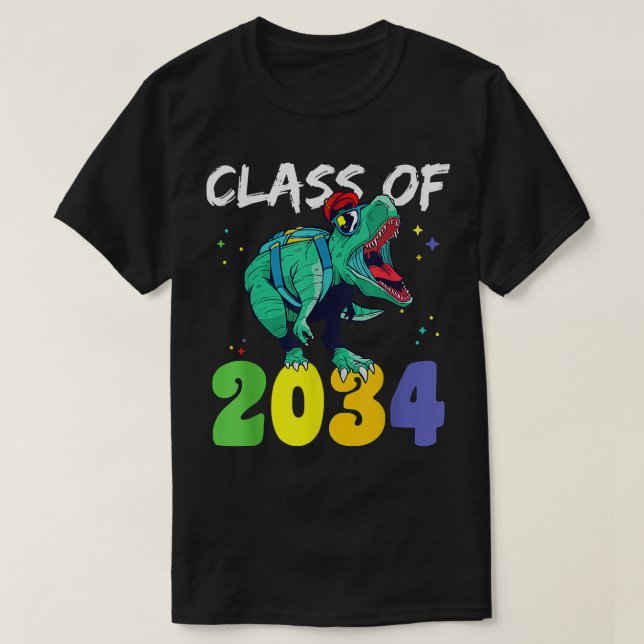 Class of 2034 T Re Dino Grow With Me Kindergarten  T-Shirt (Design Front)