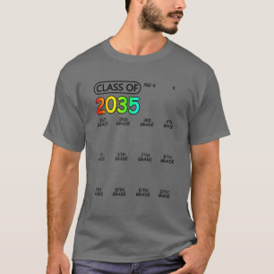 Class Of 2035 Checklist Grow With Me Kindergarten T-Shirt
