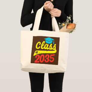 Class Of 2035 First Day Kindergarten Grow With Me Large Tote Bag