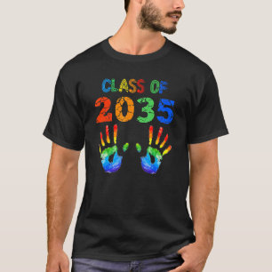 Class Of 2035 Grow With Me Colour Handprint On Bac T-Shirt