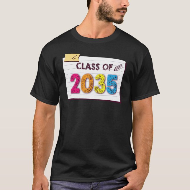 Class Of 2035 Grow With Me Graduation First Day Of T-Shirt (Front)