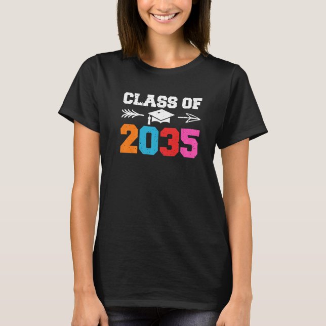 Class Of 2035 Leopard Pre k Grow with Me Graduatio T-Shirt (Front)