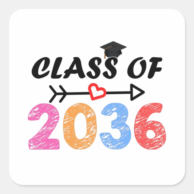 Class of 2036 back to school graduation preschool square sticker (Front)