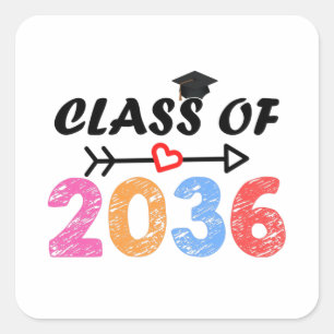 Class of 2036 back to school graduation preschool square sticker