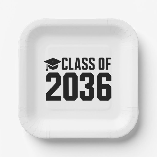 Class Of 2036 Grow With Me Back to School Paper Plate (Front)