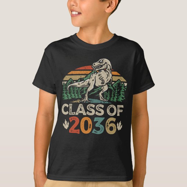 Class Of 2036 Grow With Me Dinosaur Back To School T-Shirt (Front)