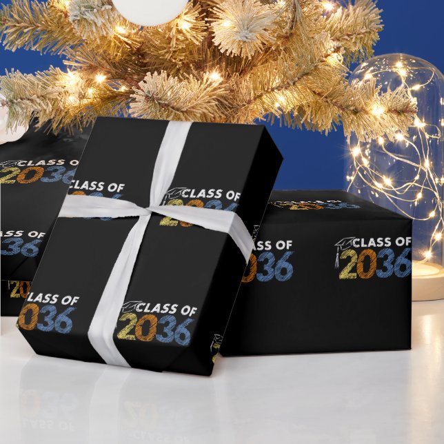 Class of 2036 Grow With Me First Day of School  Wrapping Paper (Holidays)