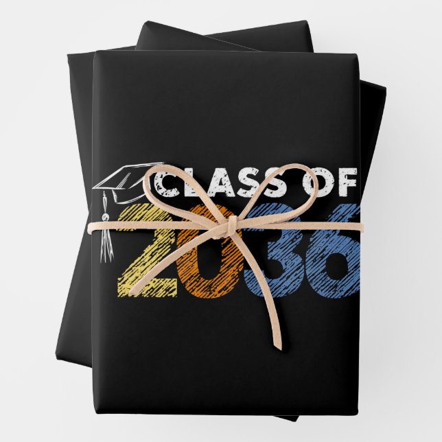 Class of 2036 Grow With Me First Day of School  Wrapping Paper Sheet (In situ)