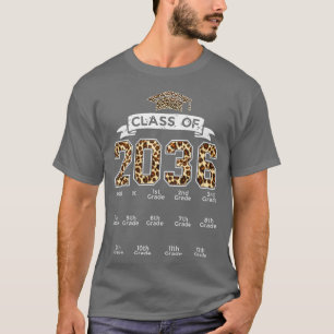 Class of 2036 Grow with me Handprint Leopard PreK  T-Shirt