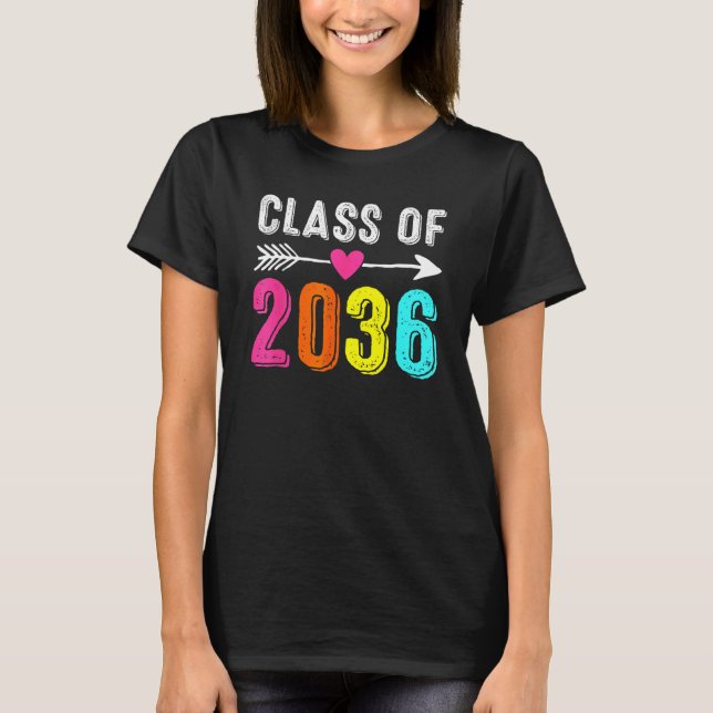 Class Of 2036 Kindergarten Pre K Grow With Me Grad T-Shirt (Front)