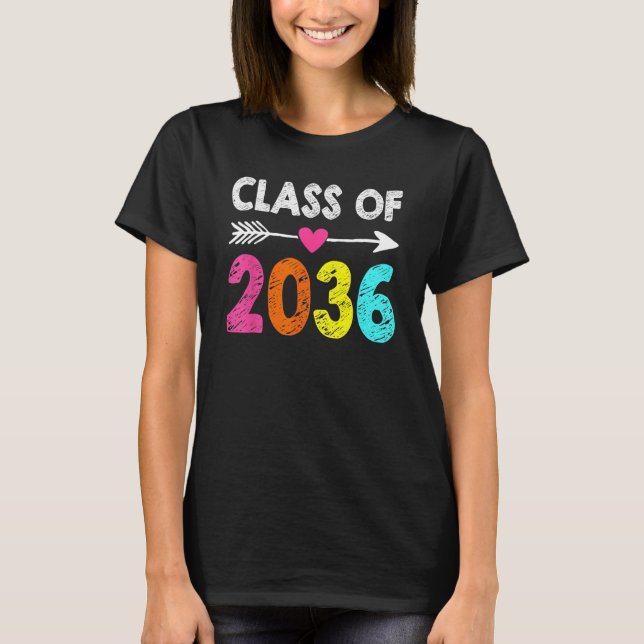 Class Of 2036 Kindergarten Pre K Grow With Me Grad T-Shirt (Front)