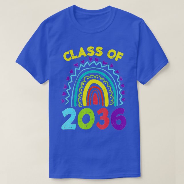 Class Of 2036 Rainbow First Last Day Graduation Gr T-Shirt (Design Front)