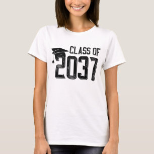 Class Of 2037-Grow With Me Handprints Space OnBack T-Shirt