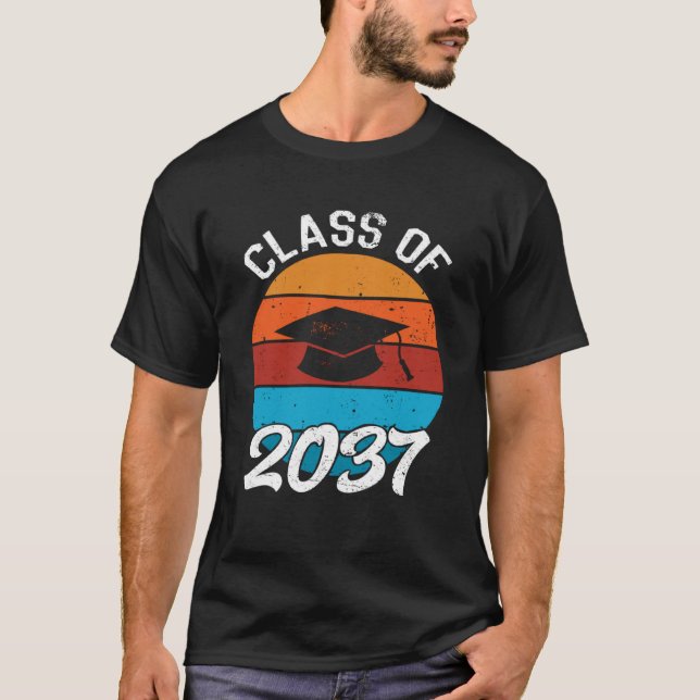 Class Of 2037 Kindergarten Graduate Graduation Gir T-Shirt (Front)