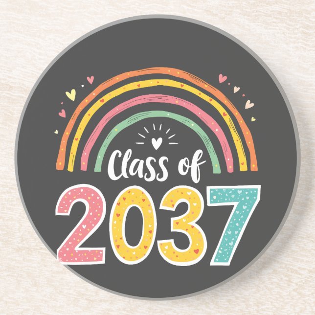 Class Of 2037 Kindergarten Graduation School  Coaster (Front)