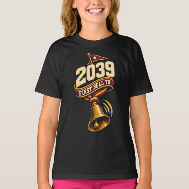 Class of 2039 First School Bell Milestone T-Shirt (Front)
