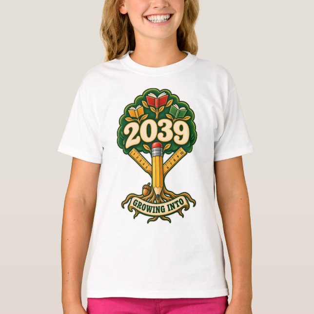 Class of 2039 Pencil Learning Tree T-Shirt (Front)