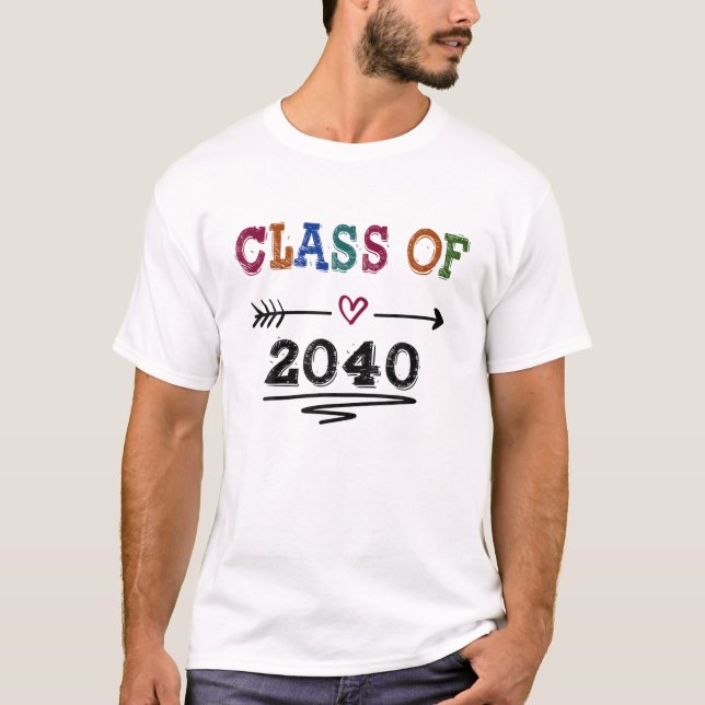 Class Of 2040 Grow With Me First Day Of School Gra T-Shirt (Front)