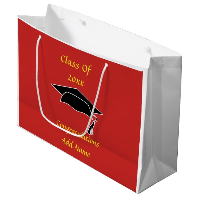 Class of 20xx Custom Red Gold Gift Bag (Front Angled)
