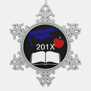 Class of 20xx Customizable Graduation Cap Snowflake Pewter Christmas Ornament