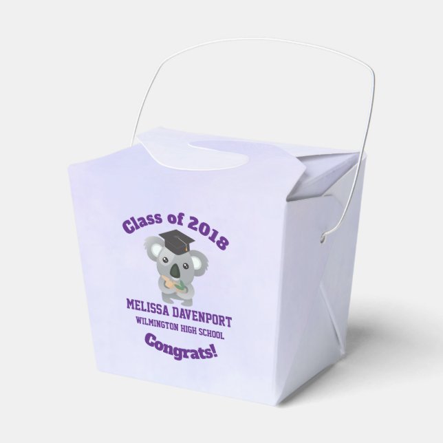 Class of 20xx Cute Koala Bear in Graduation Cap Favor Box (Front Side)