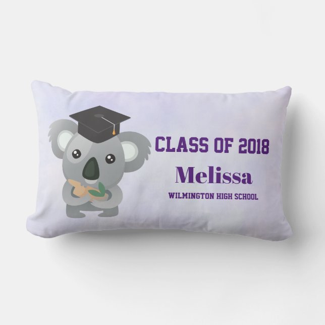 Class of 20xx Cute Koala Bear in Graduation Cap Lumbar Pillow (Front)