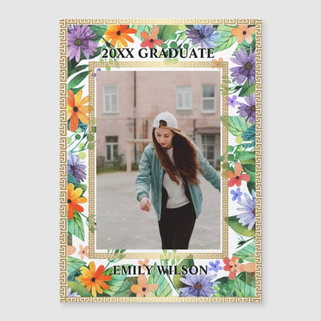 Class of 20XX Floral Photo Graduation Announcement (Front)