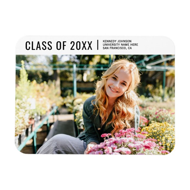 Class of 20XX Modern Minimalist Photo Graduation Magnet (Horizontal)