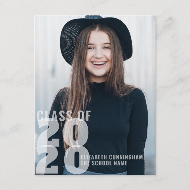 Class of 20XX Modern Photo Graduation Announcement Postcard (Front)
