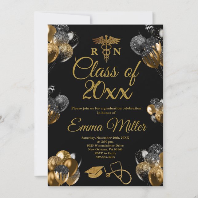 Class of 20XX -- Nursing School Graduation Invitation (Front)