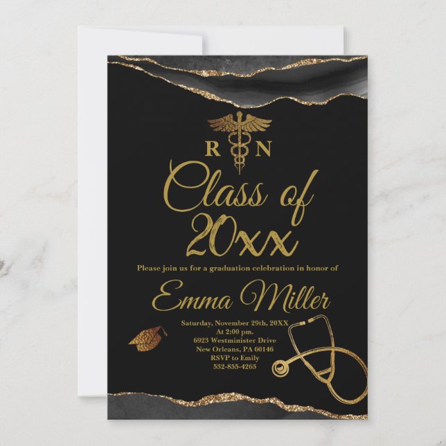 Class of 20XX -- Nursing School Graduation Invitation (Front)