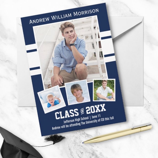 Class of 20XX Photo Collage Sport Graduation Party Invitation (Creator Uploaded)