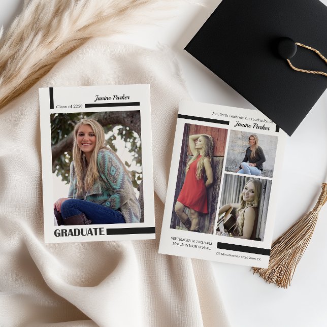 Class of Add Your Photos Modern Graduation Announcement (Creator Uploaded)
