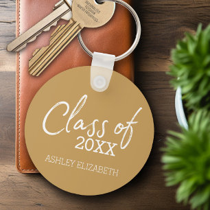 Class of ADD YOUR YEAR Graduation Party Gold Keychain