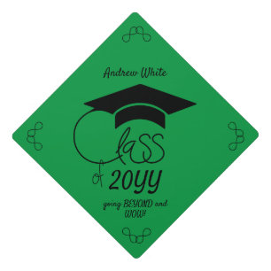 Class of... and Inspirational Quote-Black Design Graduation Cap Topper