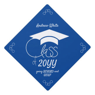 Class of... and Inspirational Quote-White Design G Graduation Cap Topper