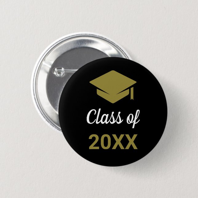 Class Of Any Year Congrats Grad Graduation Cap 2 Inch Round Button (Front & Back)