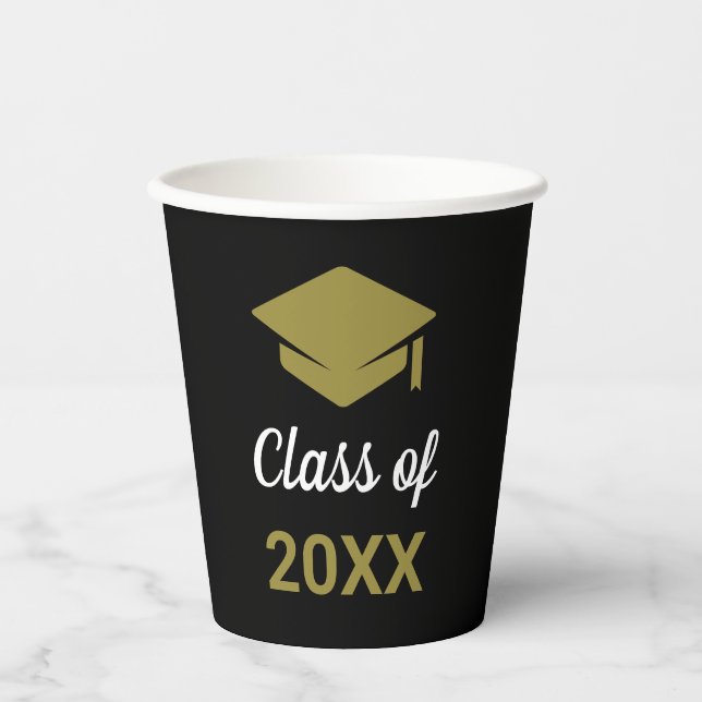 Class Of Any Year Congrats Grad Graduation Cap Paper Cups (Front)