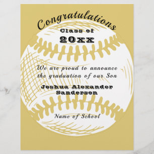Class of  Baseball Graduation Announcement  Letterhead