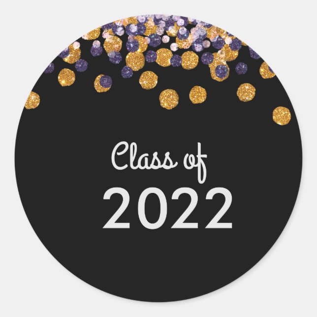 Class of Custom Year Glitter Confetti 2022 Classic Round Sticker (Front)