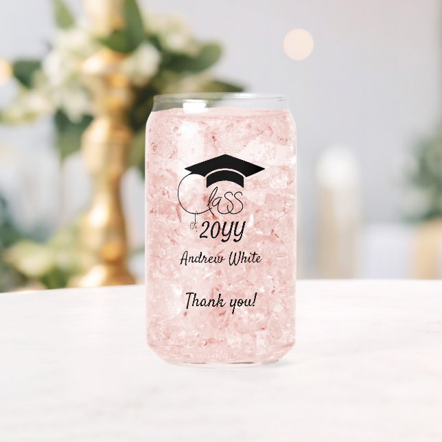 Class of-Custom Year-Name-Phrase-Black Script Can Glass (Insitu (Wedding))