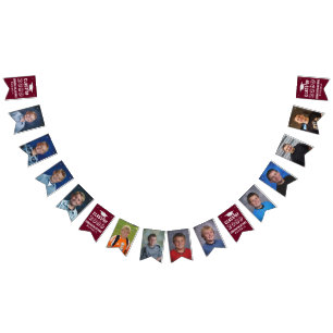 Class of Editable Maroon Photo Graduation Bunting Flags
