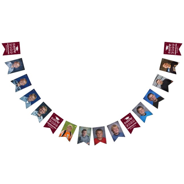 Class of | Editable Maroon | Photo Graduation Bunting Flags (All)
