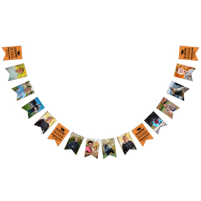 Class of | Editable Orange | Photo Graduation Bunting Flags (All)