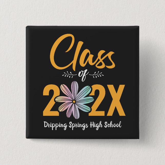 Class Of Flower Senior 2 Inch Square Button (Front)